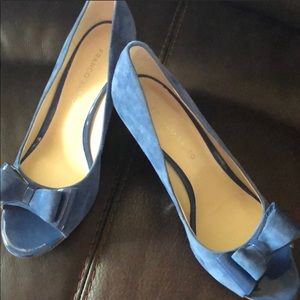 Franco Sarto Blue suede wedge shoes